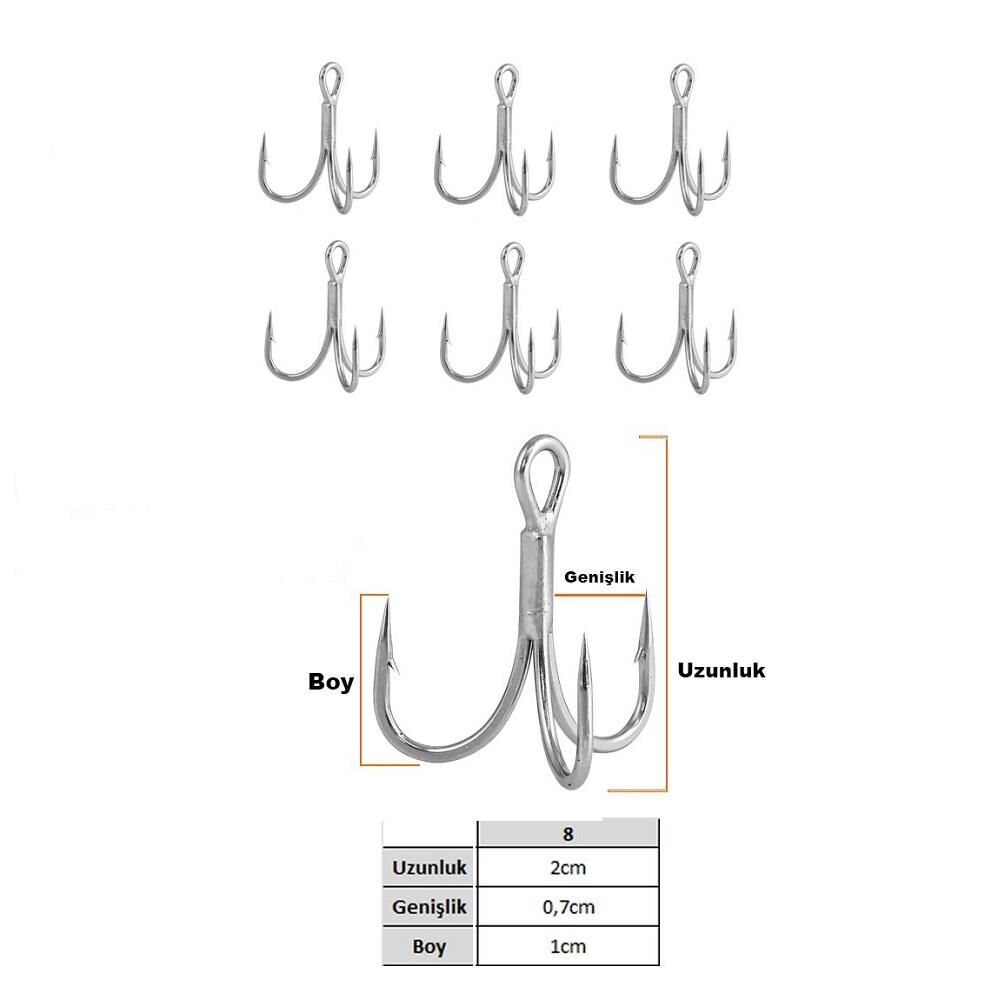 Fujin Hawk No:8 Süper Anti-Rust Üçlü İğne 6 Adet