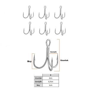 Fujin Hawk No:8 Süper Anti-Rust Üçlü İğne 6 Adet
