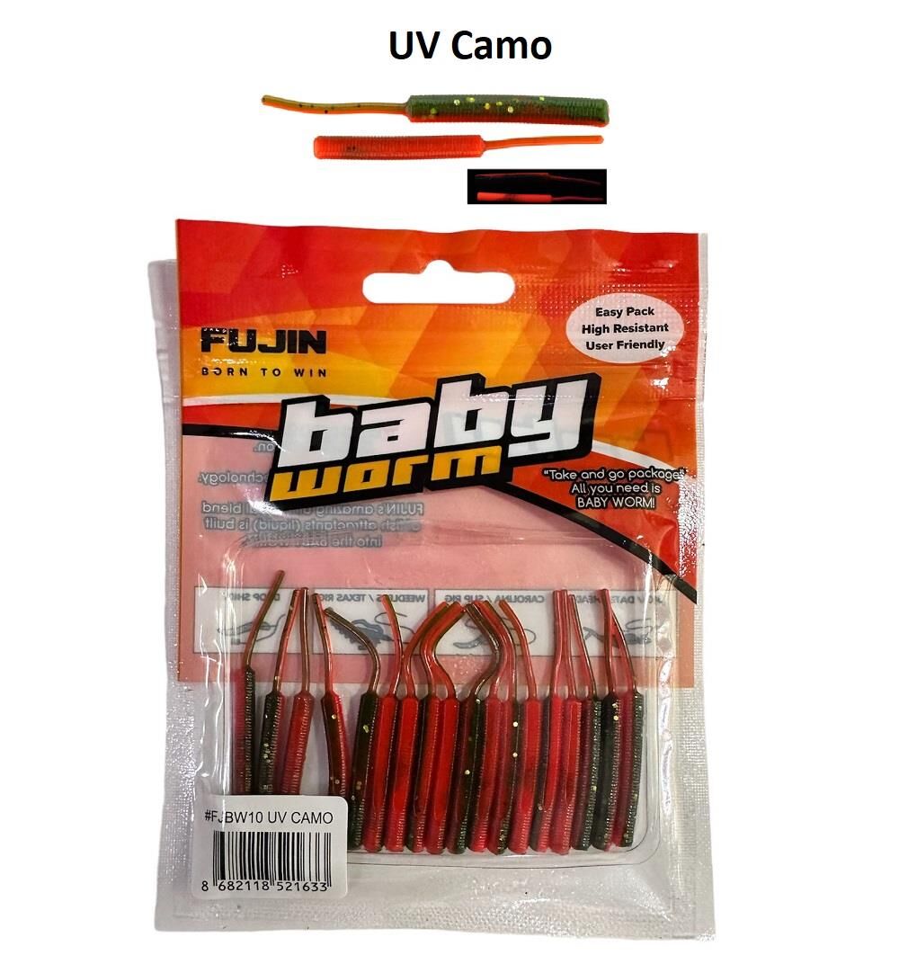 Fujin Baby Worm 5.2cm Floating LRF Silikonu (18 adet) UV Camo