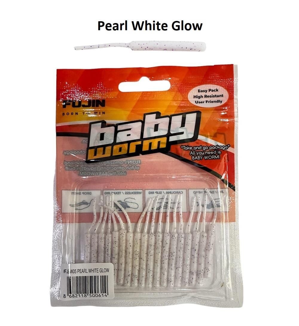 Fujin Baby Worm 5.2cm Floating LRF Silikonu (18 adet) Pearl White Glow