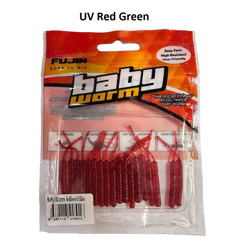 Fujin Baby Worm 5.2cm Floating LRF Silikonu (18 adet) UV Red Green