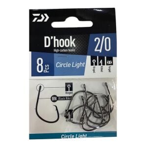 Daiwa D'Hook Circle Light No:2/0 Black Nikel Olta İğnesi 8 Adet