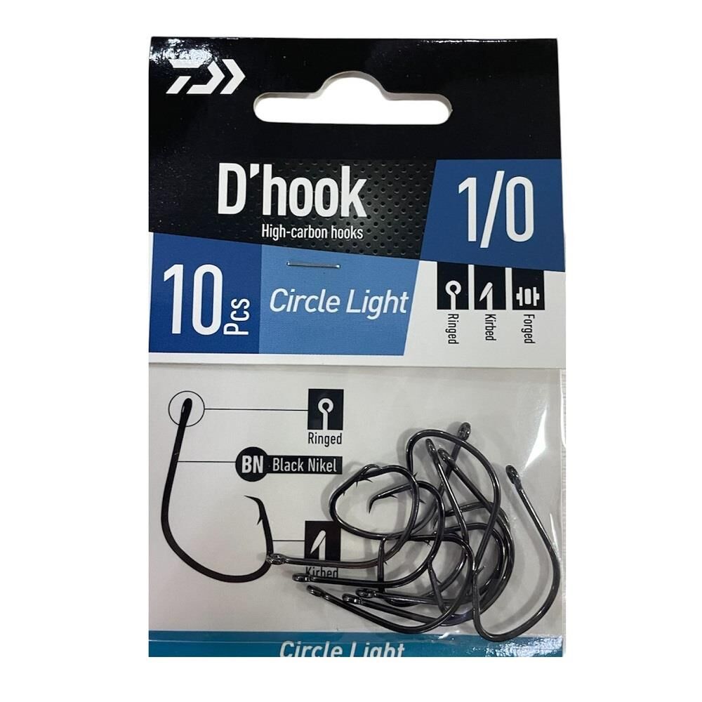 Daiwa D'Hook Circle Light No:1/0 Black Nikel Olta İğnesi 10 Adet