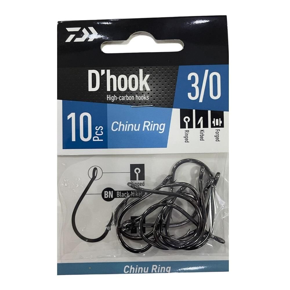 Daiwa D'Hook Chinu Ring No:3/0 Black Nikel Olta İğnesi 10 Adet