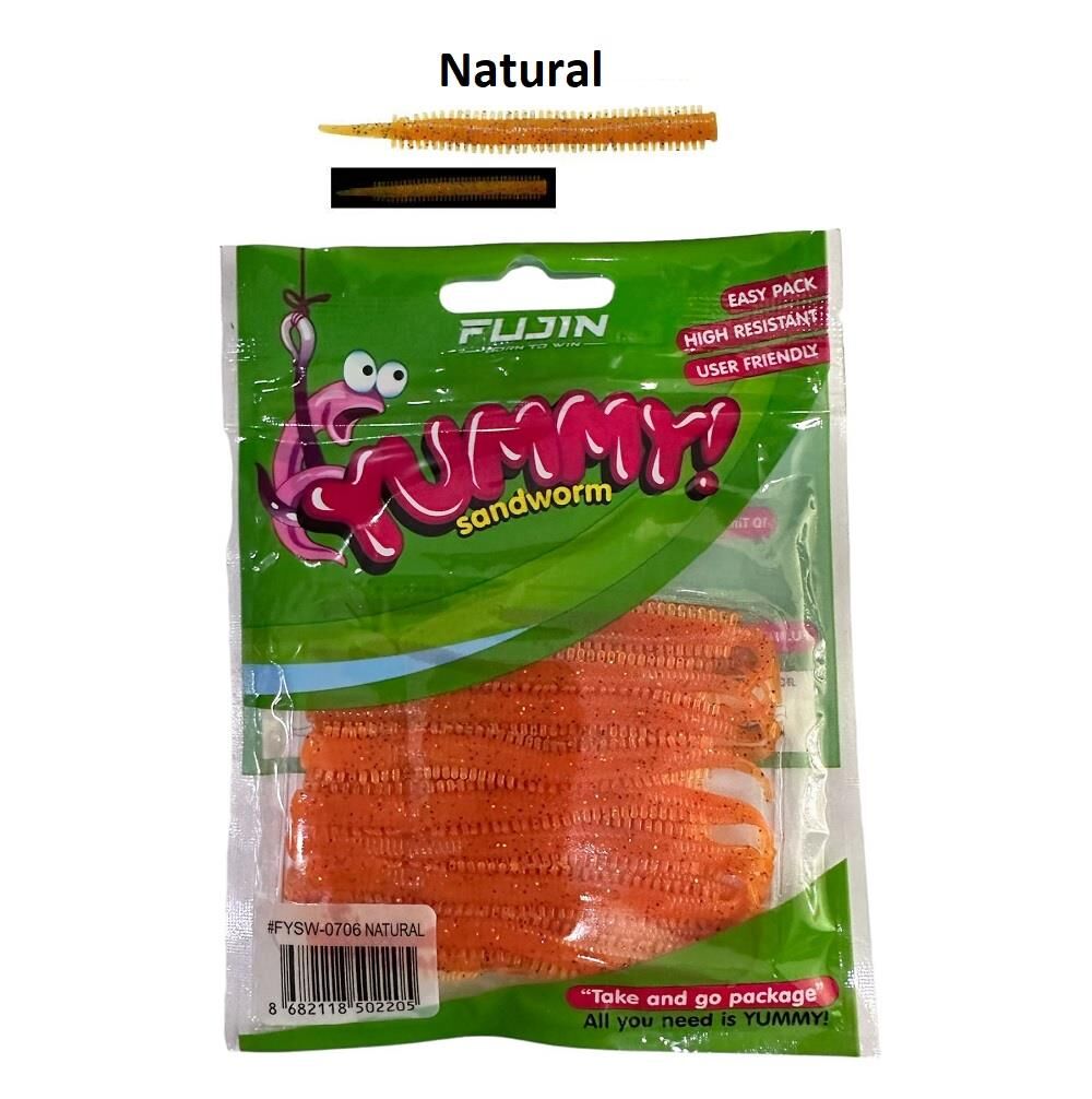 Fujin Yummy Sandworm 7cm LRF Silikonu (20'li) Natural