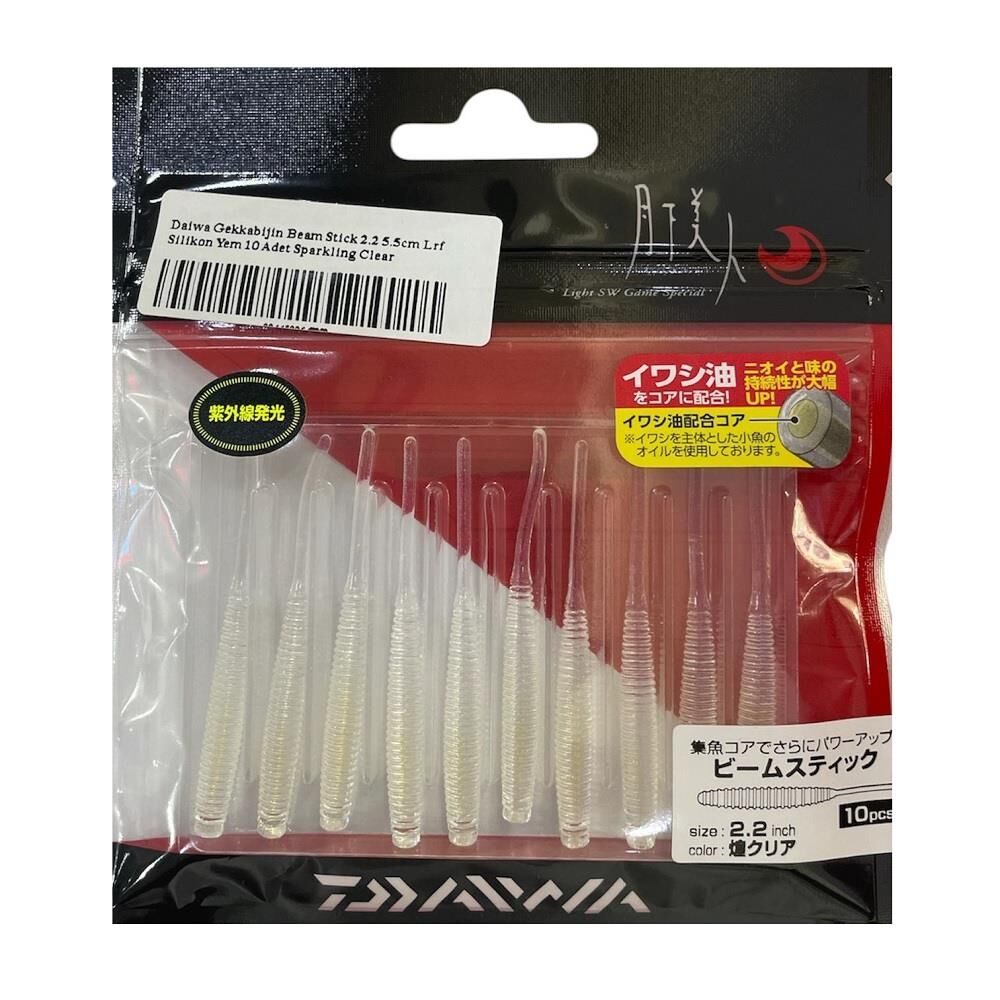 Daiwa Gekkabijin Beam Stick 2.2 5.5cm Lrf Silikon Yem 10 Adet Sparkling Clear