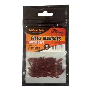 Fil Fishing Filex Maggots Super Soft 1.7cm Silikon Kurt 30 Adet Fluo Red