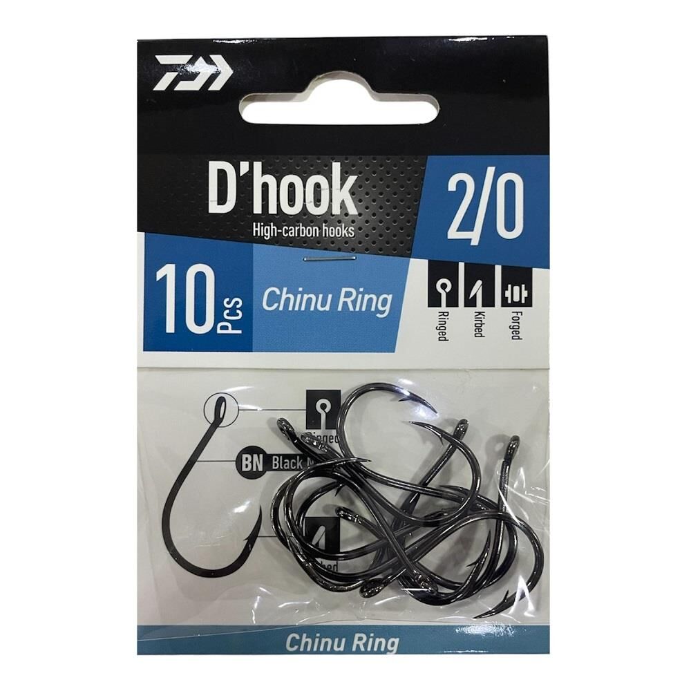 Daiwa D'Hook Chinu Ring No:2/0 Black Nikel Olta İğnesi 10 Adet