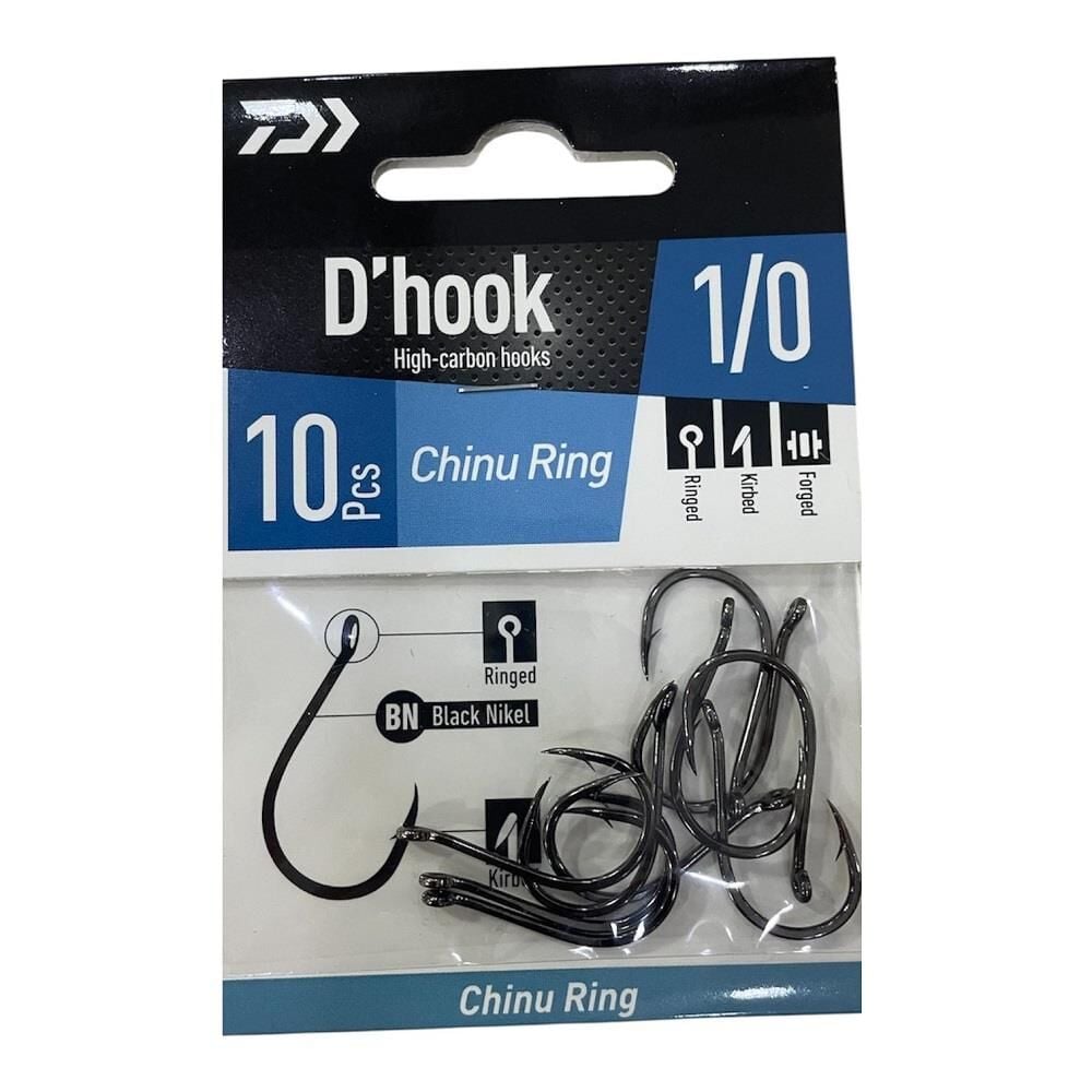 Daiwa D'Hook Chinu Ring No:1/0 Black Nikel Olta İğnesi 10 Adet