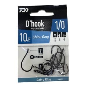 Daiwa D'Hook Chinu Ring No:1/0 Black Nikel Olta İğnesi 10 Adet