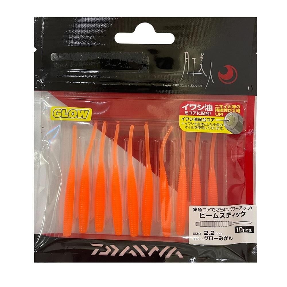 Daiwa Gekkabijin Beam Stick 2.2 5.5cm Lrf Silikon Yem 10 Adet Glow Mandarin Orange