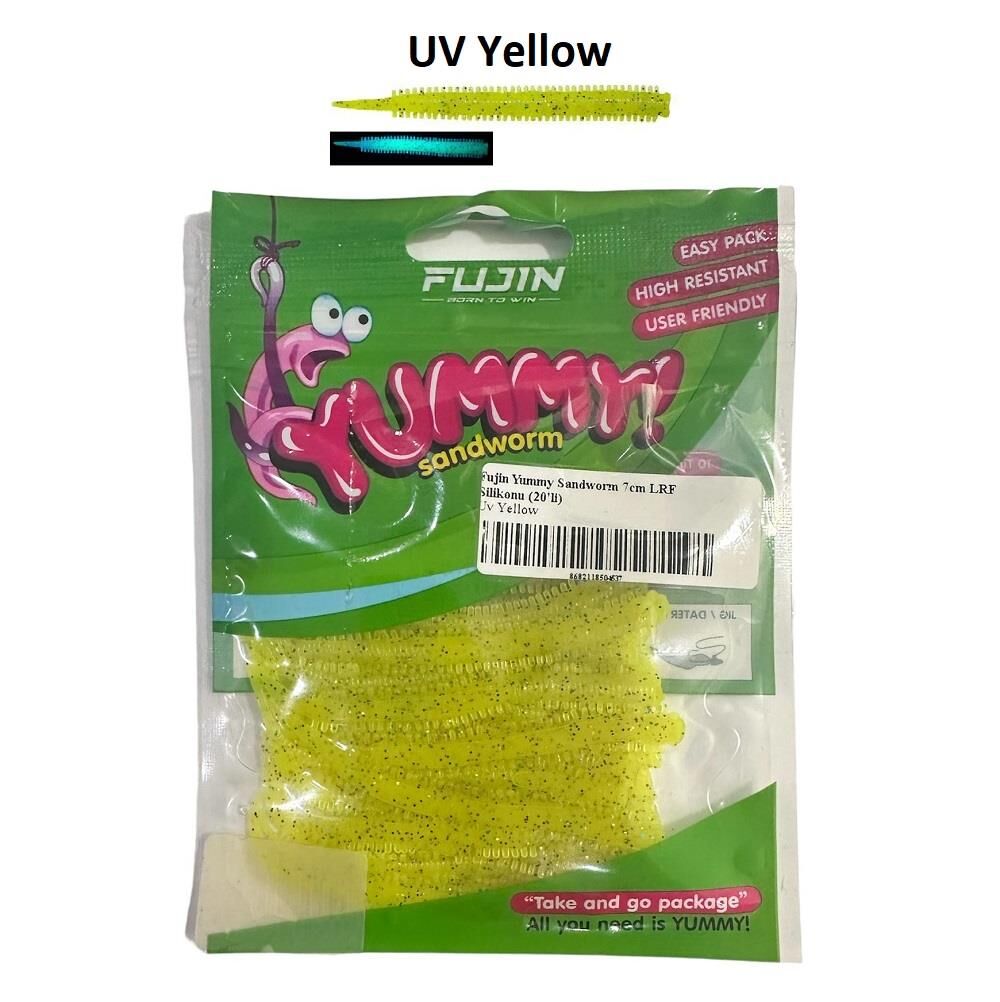Fujin Yummy Sandworm 7cm LRF Silikonu (20'li) UV Yellow