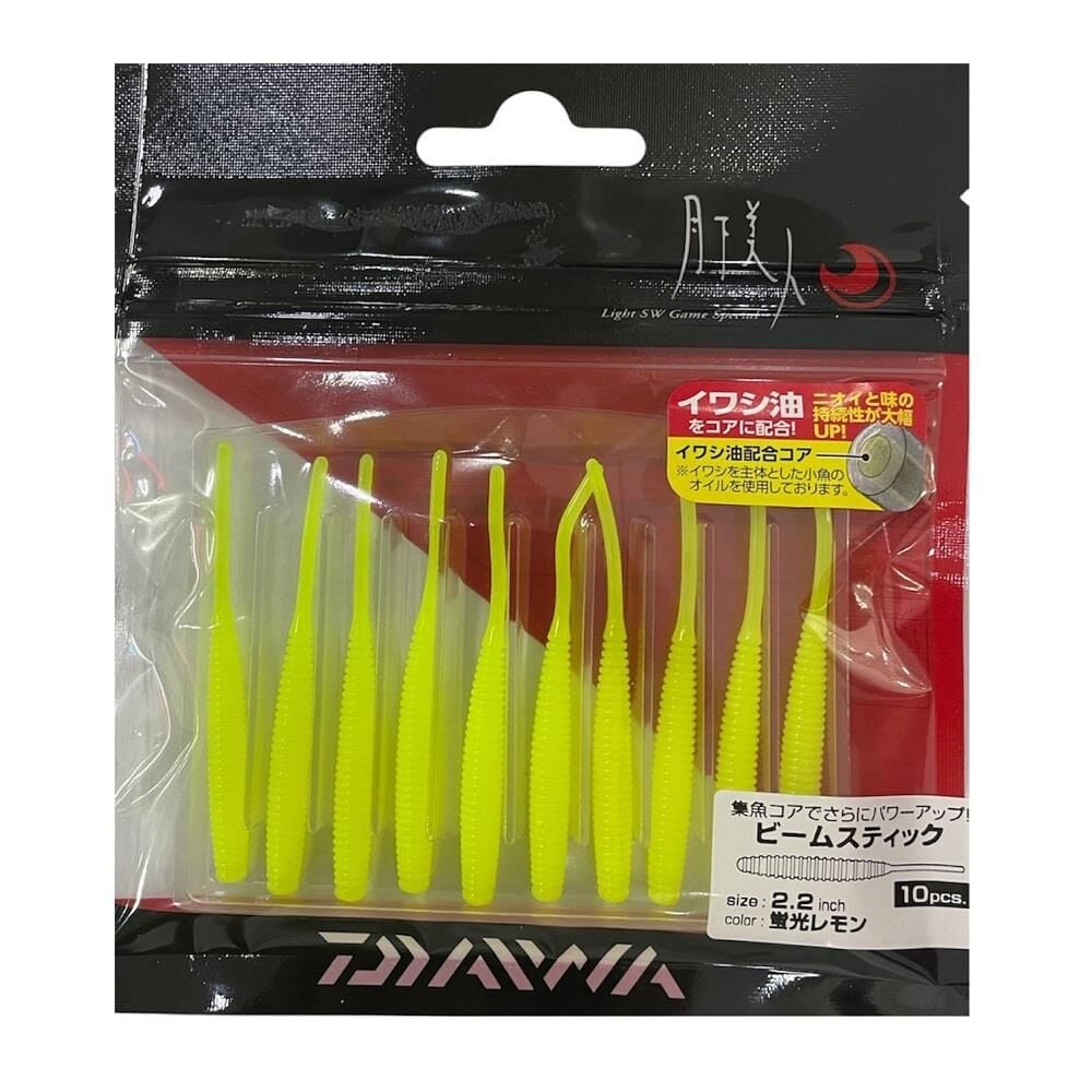 Daiwa Gekkabijin Beam Stick 2.2 5.5cm Lrf Silikon Yem 10 Adet Fluorescent Lemon