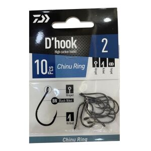 Daiwa D'Hook Chinu Ring No:2 Black Nikel Olta İğnesi 10 Adet