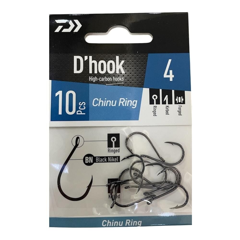 Daiwa D'Hook Chinu Ring No:4 Black Nikel Olta İğnesi 10 Adet