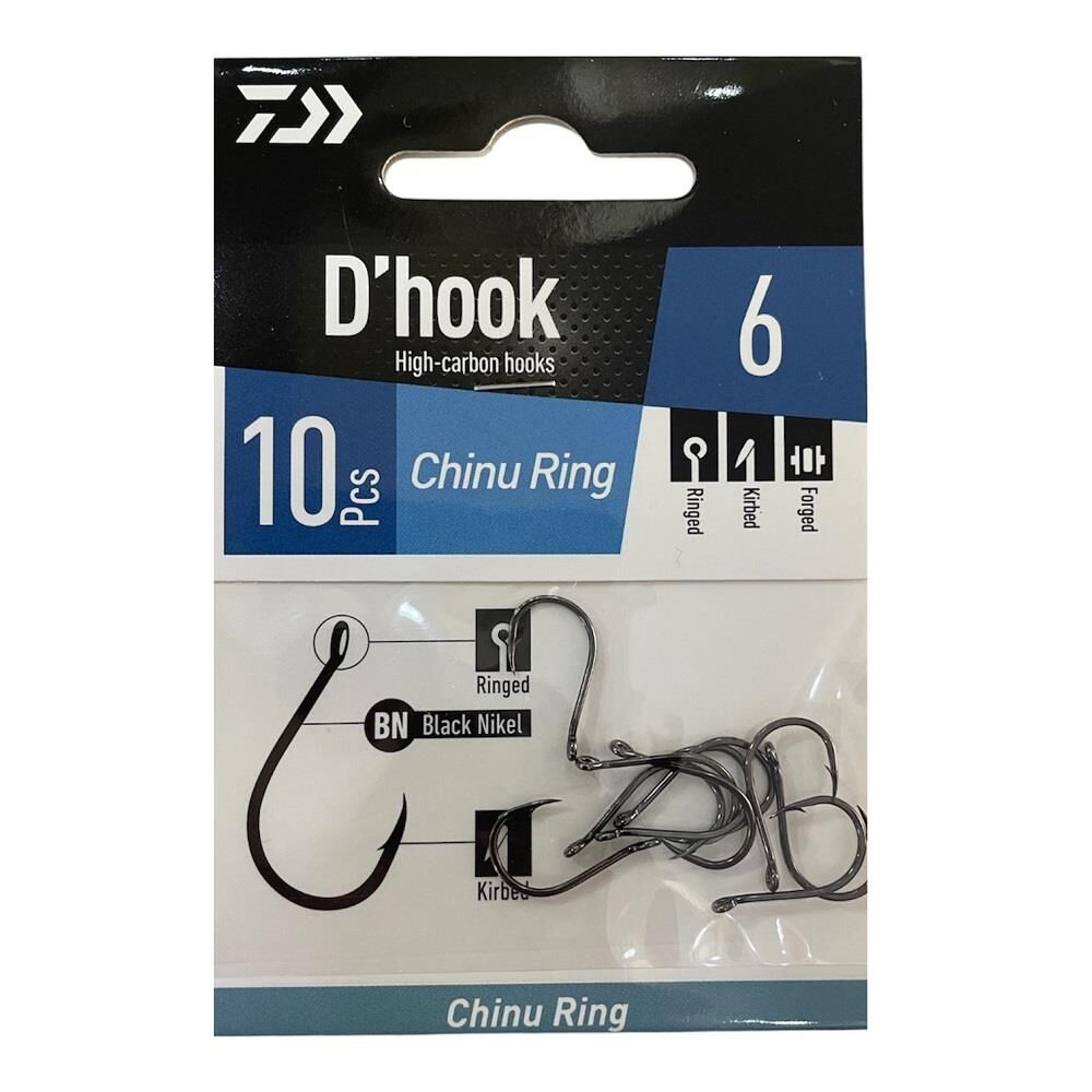 Daiwa D'Hook Chinu Ring No:6 Black Nikel Olta İğnesi 10 Adet