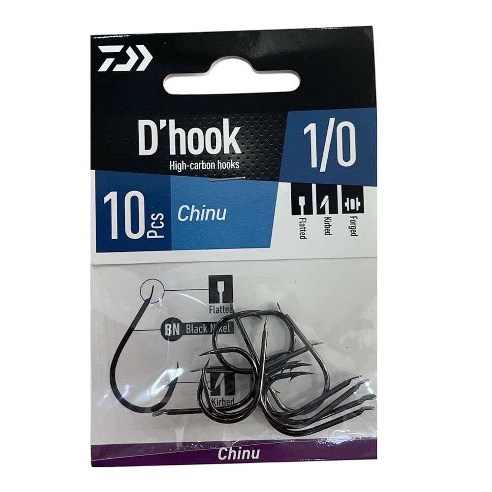 Daiwa D'Hook Chinu No:1/0 Black Nikel Olta İğnesi 10 Adet