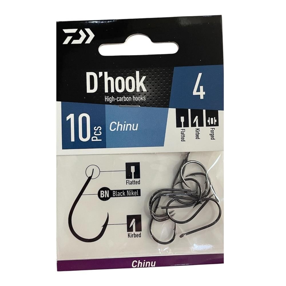 Daiwa D'Hook Chinu No:4 Black Nikel Olta İğnesi 10 Adet