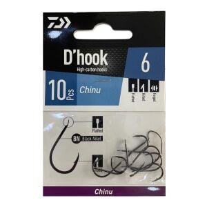 Daiwa D'Hook Chinu No:6 Black Nikel Olta İğnesi 10 Adet