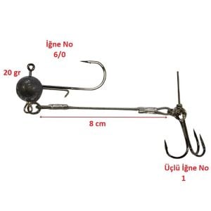 Powerex 20gr Jig Head 6/0 İğneli Çelik Telli Silkon Yem Hazır Takımı