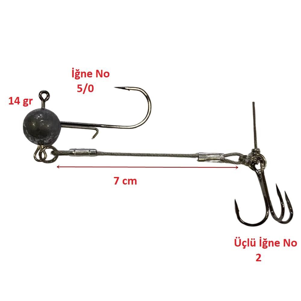 Powerex 14gr Jig Head 5/0 İğneli Çelik Telli Silkon Yem Hazır Takımı