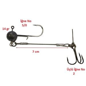 Powerex 14gr Jig Head 5/0 İğneli Çelik Telli Silkon Yem Hazır Takımı
