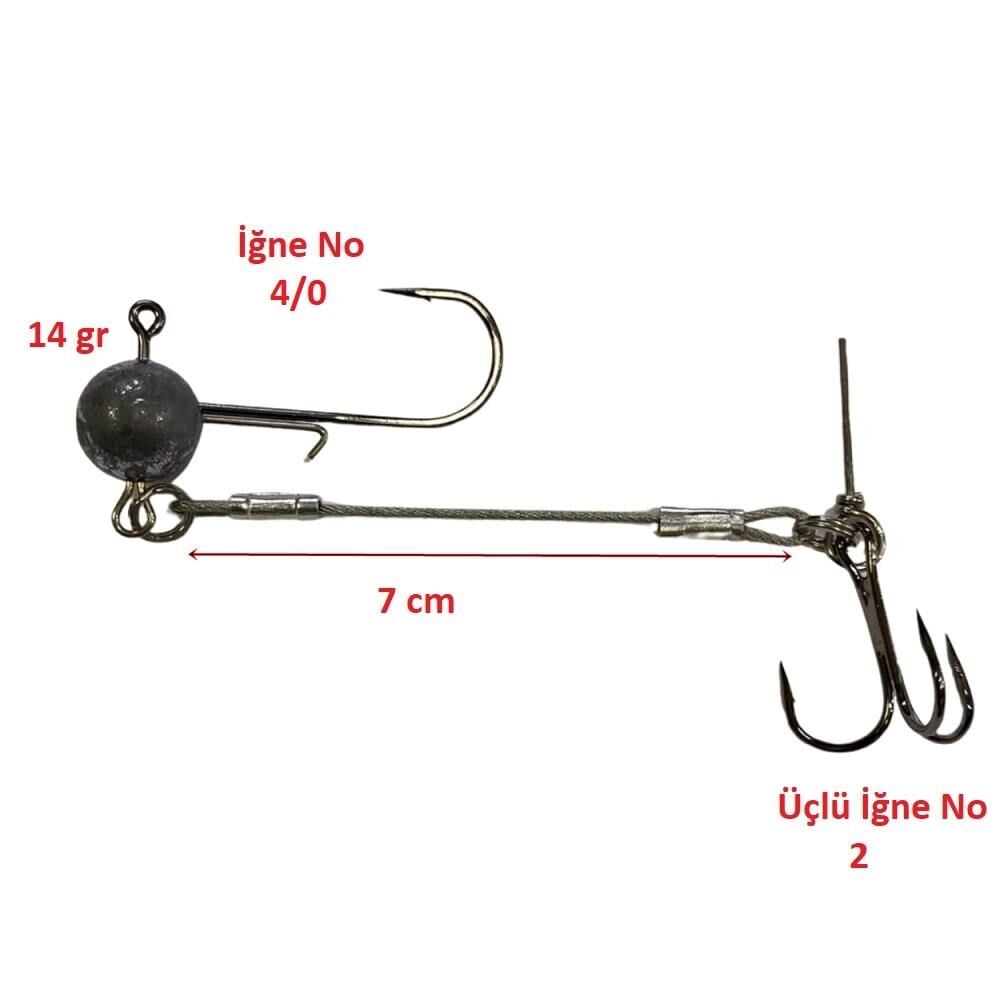 Powerex 14gr Jig Head 4/0 İğneli Çelik Telli Silkon Yem Hazır Takımı