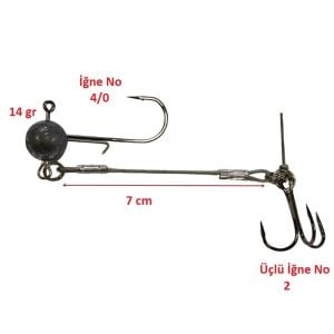 Powerex 14gr Jig Head 4/0 İğneli Çelik Telli Silkon Yem Hazır Takımı