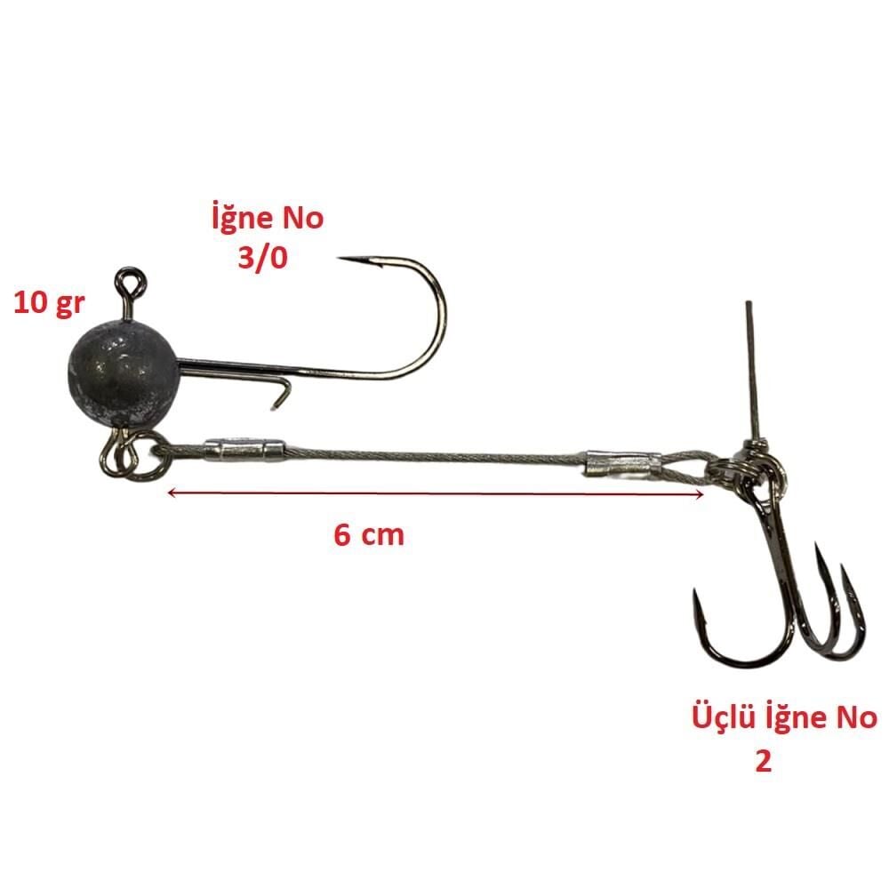 Powerex 10gr Jig Head 3/0 İğneli Çelik Telli Silkon Yem Hazır Takımı