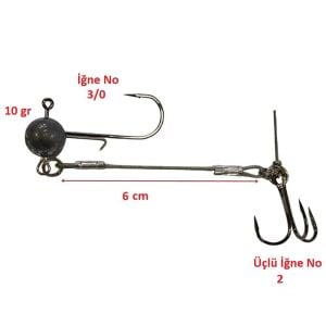Powerex 10gr Jig Head 3/0 İğneli Çelik Telli Silkon Yem Hazır Takımı