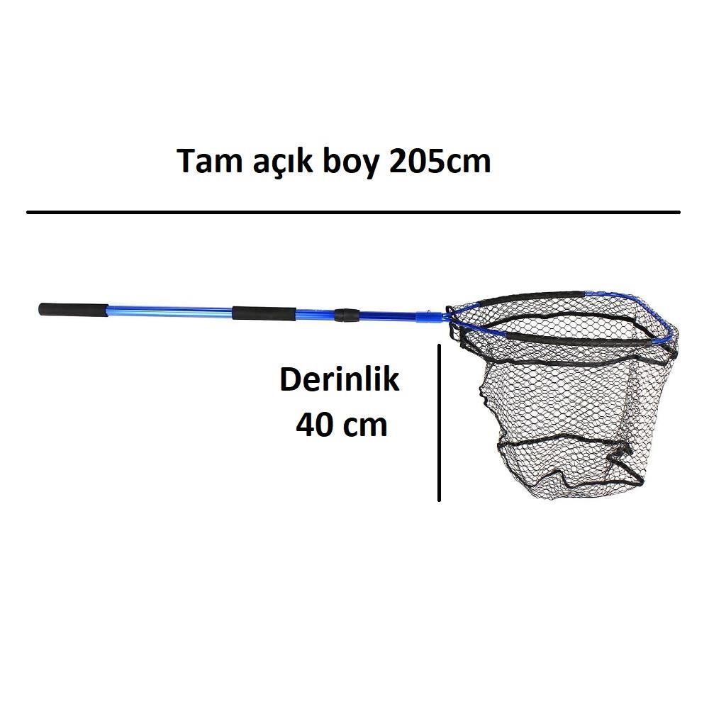 Captain 6755 Balıkçı Kepçesi 157cm Sap 45x40cm Çerçeve Kauçuk Tor