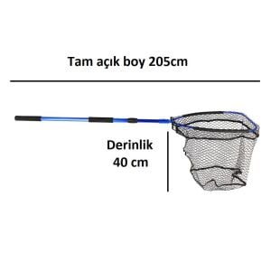 Captain 6755 Balıkçı Kepçesi 157cm Sap 45x40cm Çerçeve Kauçuk Tor