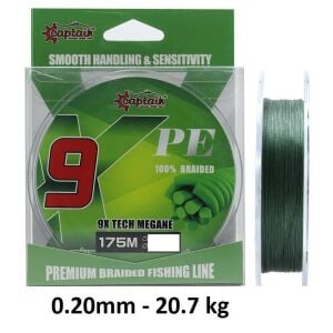 Captain X9 Megane Tech 175m 0.20mm İp Misina Dark Green