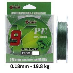 Captain X9 Megane Tech 175m 0.18mm İp Misina Dark Green