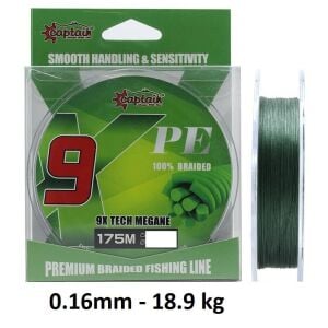 Captain X9 Megane Tech 175m 0.16mm İp Misina Dark Green
