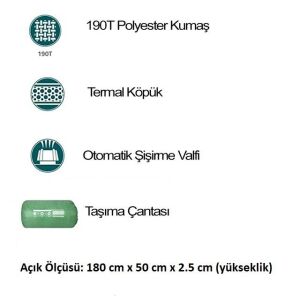 Pavillo 68058 Şişme Kamp Matı (180x50x2.5 cm)
