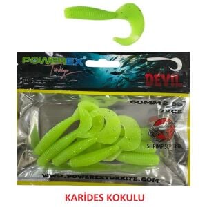 Powerex Devil 6cm 2.3gr Orak Kuyruk LRF Silikon Yem 7 Adet Green