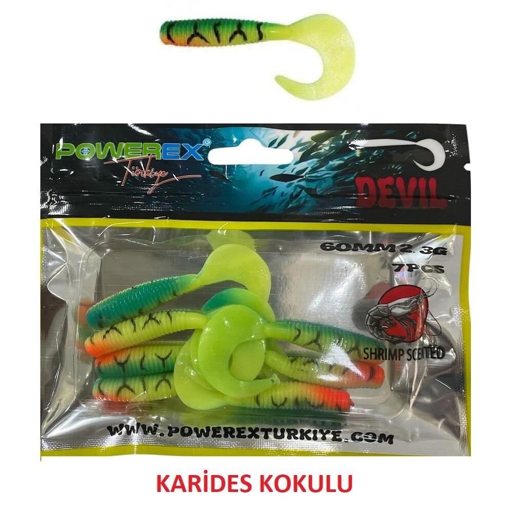 Powerex Devil 6cm 2.3gr Orak Kuyruk LRF Silikon Yem 7 Adet Firetiger