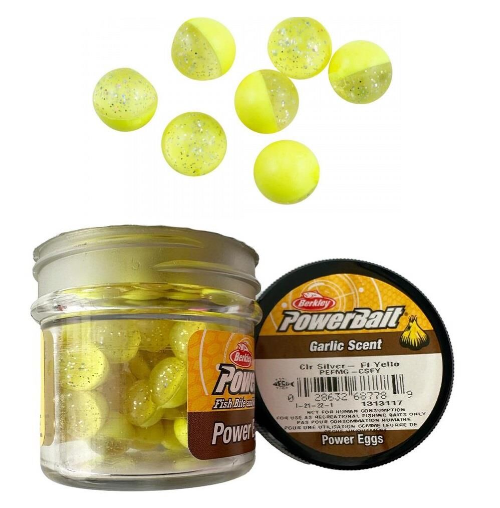 Berkley Powerbait Power Eggs Garlic Scent Clear Silver Fl Yellow
