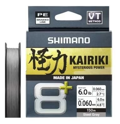Shimano Kairiki 8+ 150 Mt 0.06mm İp Misina Steel Gray