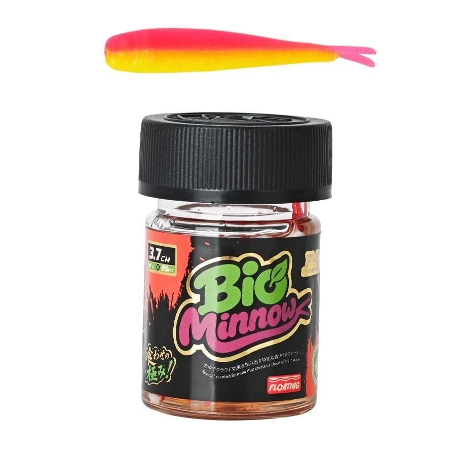 Fujin Bio Minnow 3.7cm Kokulu Sıvılı LRF Silikon Yem 25 Adet UV Fushia Yellow