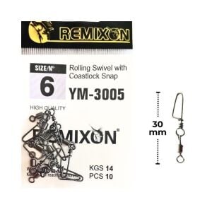 Remixon YM-3005 No:6 Klipsli Fırdöndü 10 adet