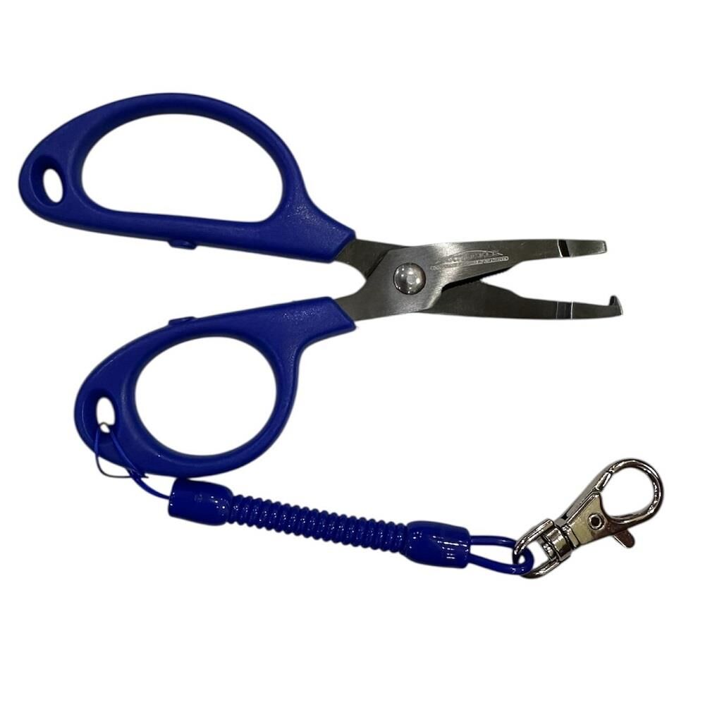 Ecotackle Spiral Kablolu Karabinalı Balıkçı Makası 12.7cm Mavi