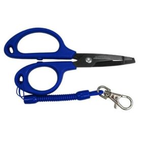 Ecotackle Spiral Kablolu Karabinalı Balıkçı Makası 12.7cm Mavi