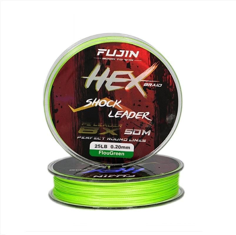 Fujin Hex Braid 8x 0.20mm 50mt Fluo Green PE İP Shock Leader