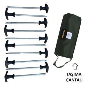 Kudos Kaliteli Demir Çadır Kazığı Seti Çantalı 20.5cm 10 Adet