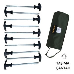 Kudos Kaliteli Demir Çadır Kazığı Seti Çantalı 20.5cm 10 Adet