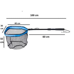 Remixon LND-26 40x30cm Kauçuk Tor 60cm Sap Katlanır LRF Balıkçı Kepçesi