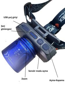 Powerdex PD-2072 15W Sensörlü Şarjlı ve Zoomlu Kafa Lambası