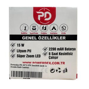 Powerdex PD-2072 15W Sensörlü Şarjlı ve Zoomlu Kafa Lambası